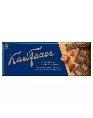Karl Fazer шоколад молочный с соленой карамелью, 180 г