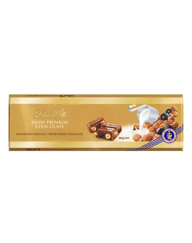 Lindt шоколад с миндалем и изюмом, 300 г
